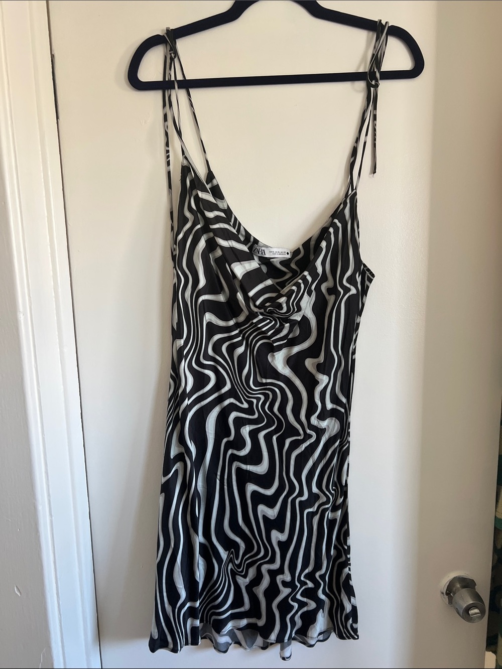 Zara Slip Dress with Wave Print
